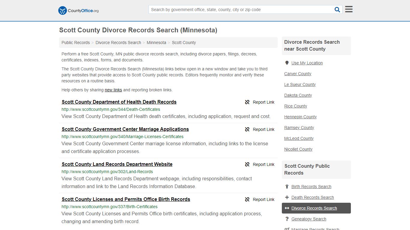Scott County Divorce Records Search (Minnesota) - County Office